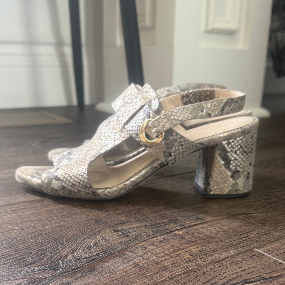 Cole Haan Grand snakeskin block heel sandals 8